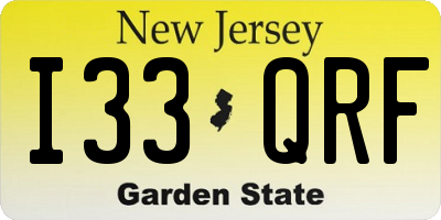 NJ license plate I33QRF