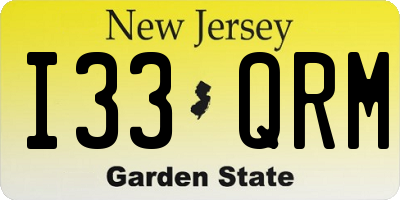 NJ license plate I33QRM