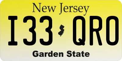 NJ license plate I33QRO