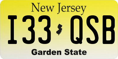 NJ license plate I33QSB