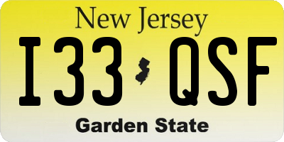 NJ license plate I33QSF