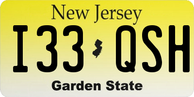 NJ license plate I33QSH