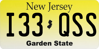 NJ license plate I33QSS