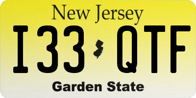 NJ license plate I33QTF