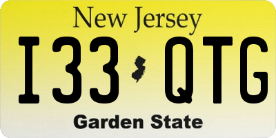 NJ license plate I33QTG