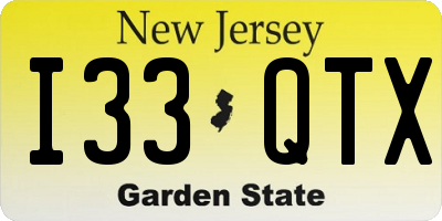 NJ license plate I33QTX
