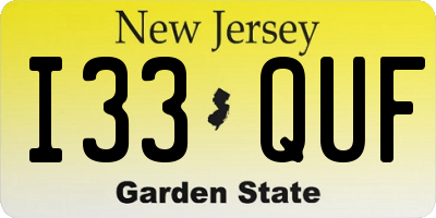NJ license plate I33QUF