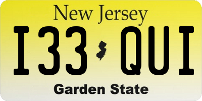 NJ license plate I33QUI