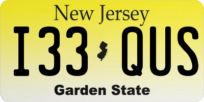 NJ license plate I33QUS