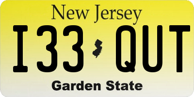 NJ license plate I33QUT