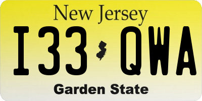 NJ license plate I33QWA