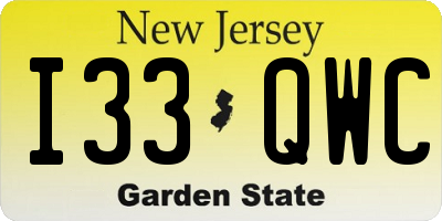 NJ license plate I33QWC