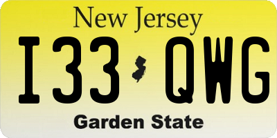 NJ license plate I33QWG