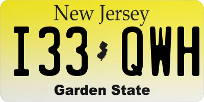 NJ license plate I33QWH