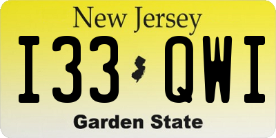 NJ license plate I33QWI