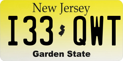 NJ license plate I33QWT