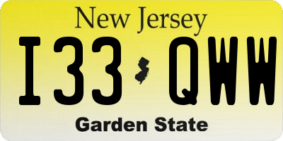 NJ license plate I33QWW