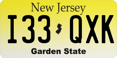 NJ license plate I33QXK