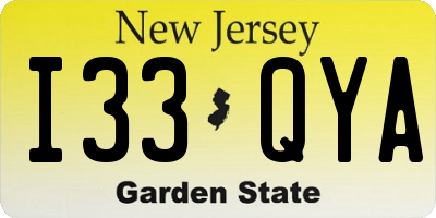 NJ license plate I33QYA