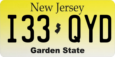 NJ license plate I33QYD