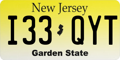 NJ license plate I33QYT