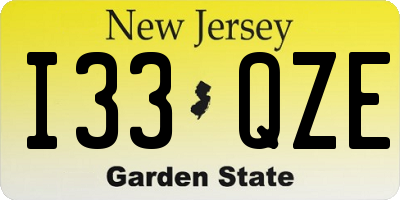 NJ license plate I33QZE