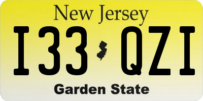 NJ license plate I33QZI