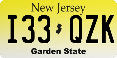 NJ license plate I33QZK