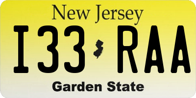 NJ license plate I33RAA