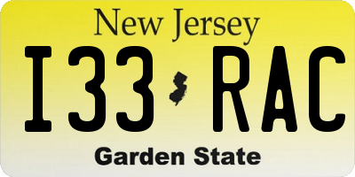 NJ license plate I33RAC