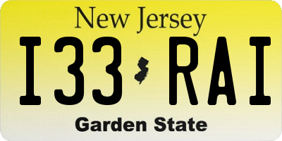 NJ license plate I33RAI