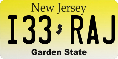 NJ license plate I33RAJ