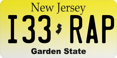 NJ license plate I33RAP