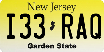 NJ license plate I33RAQ