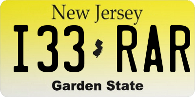NJ license plate I33RAR
