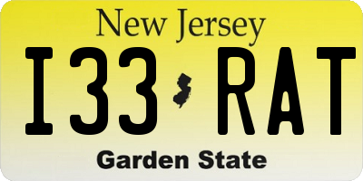 NJ license plate I33RAT