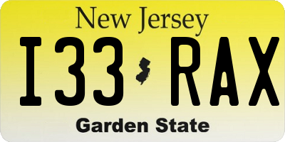 NJ license plate I33RAX