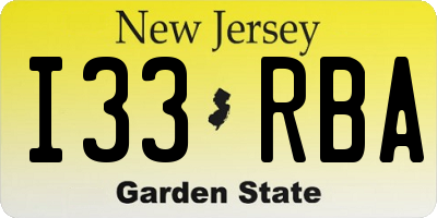 NJ license plate I33RBA