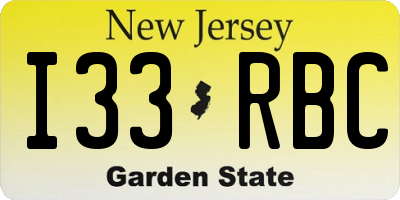 NJ license plate I33RBC