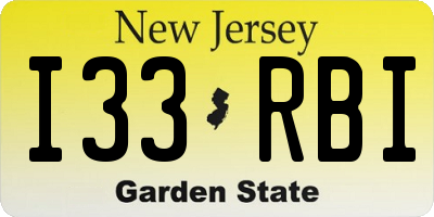 NJ license plate I33RBI