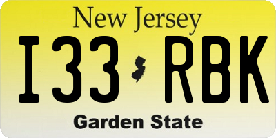 NJ license plate I33RBK
