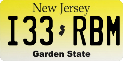 NJ license plate I33RBM
