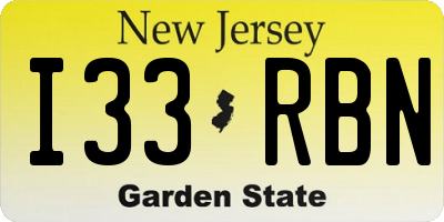NJ license plate I33RBN