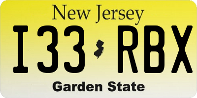 NJ license plate I33RBX