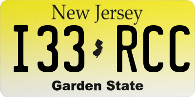 NJ license plate I33RCC