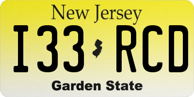 NJ license plate I33RCD