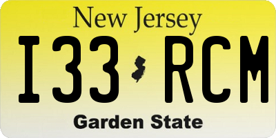NJ license plate I33RCM