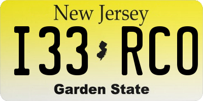 NJ license plate I33RCO