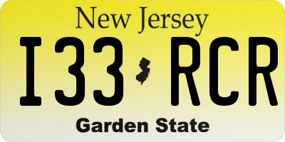 NJ license plate I33RCR