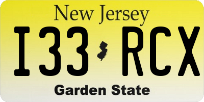 NJ license plate I33RCX